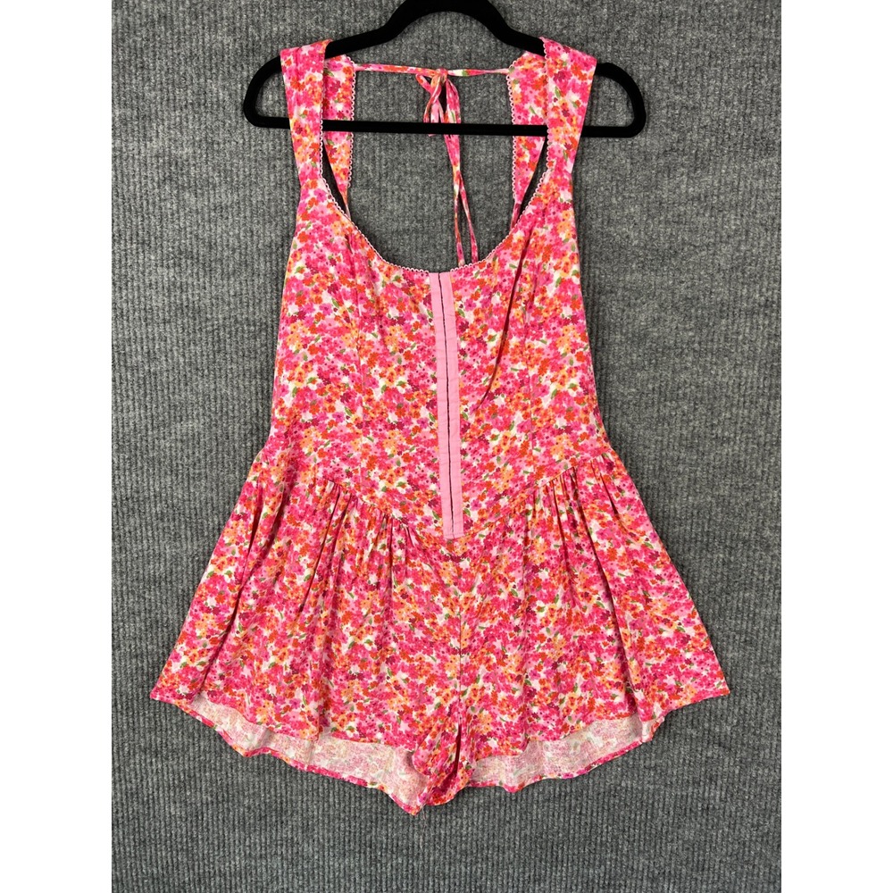 Wild Fable Floral Corset Romper Coquette Cottagecore Boho Pink Rayon Large